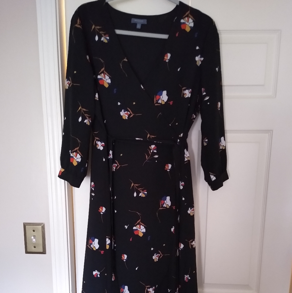 Flowered faux wrap dress